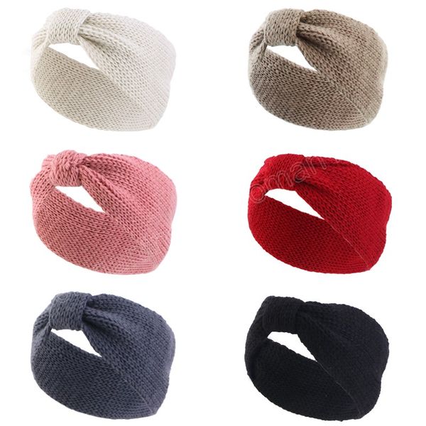

winter knitted headbands for women knotted ear warmer head cover sports headband crochet bow turban warm wool hair accessories, Silver