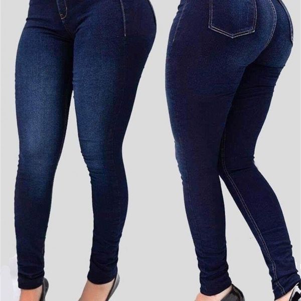 

womens jeans street trend solid color highwaist stretch slimfit denim shaping high waisted jean vintage 221017, Blue
