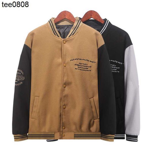 

autumn men's wear korean essentials letter coat woolen punk couple baseball suit fashion brand loose baseball suit coat, Black;brown