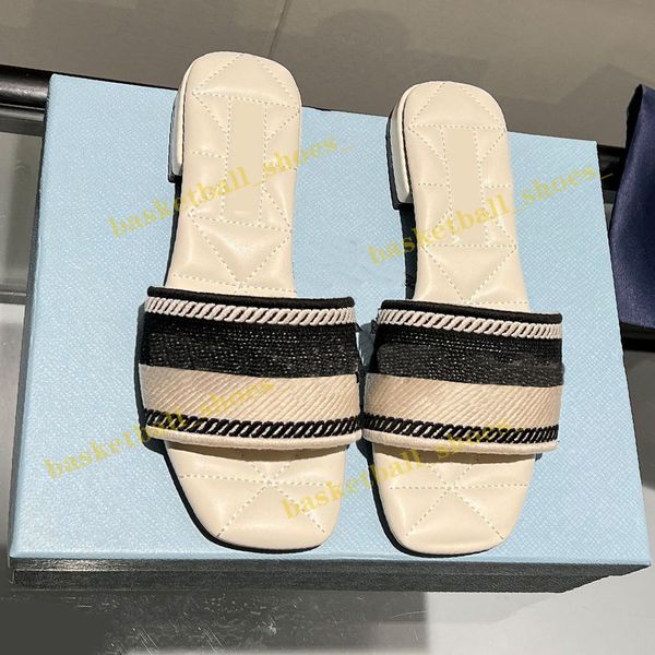

women flat slippers sandals slides sole womens sandal famous beach designer soft dough leather flats woman slipper size 35-42 with box, Black