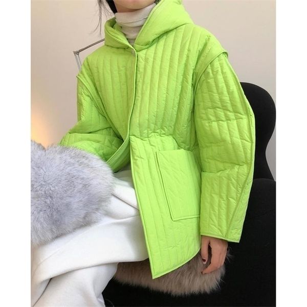 

women s down parkas autumn light luxury fashion padded jacket japanese style wild warm hooded loose and thin boutique 220915, Black
