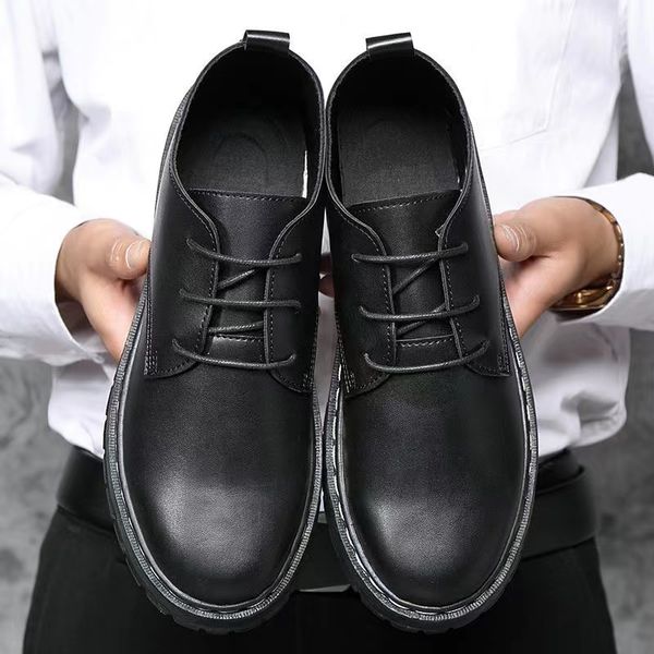 

men's shoe increased business leather shoes korean version trend of non-slip leisure small black shoes work68589888