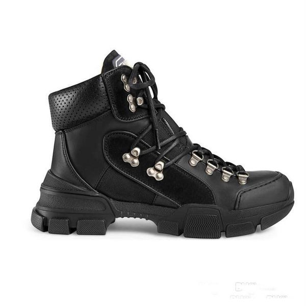 

classic martin boots spring autumn fashion women high shoes 100% leather thick bottom designer men trainers platform woman lac243g, Black