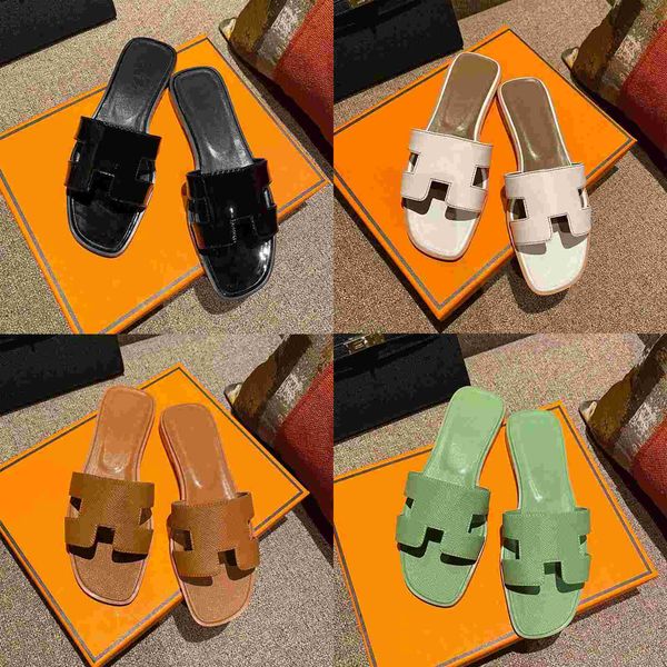 

luxe oran sandal women slippers khaki slides famous designer h sandels patent leather crocodile skin maroon fonce triple white brown dhgate, Black