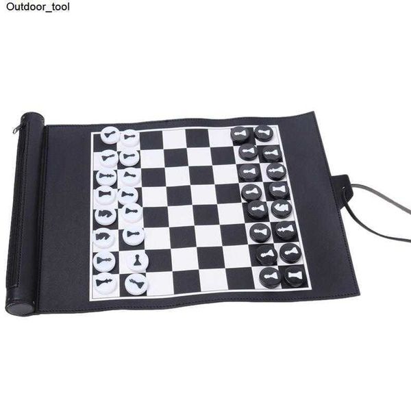 

new chess set 2-in-1 portable foldable leather travel international board game parent-child interaction educational