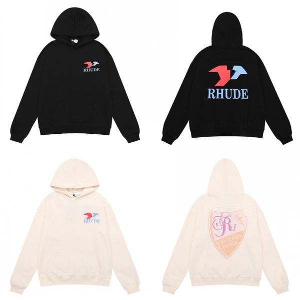 

new mens hoodies rhude hooded men women designer hoodies fashion popular logo letters printing pullover autumn sweatshirts size s-xl, Black