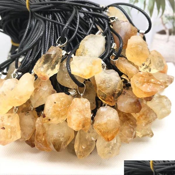 

pendant necklaces trendy natural yellow crystal druzy energy healing stone pendant necklace rope women jewelry factory wholesale drop dhsyh, Silver