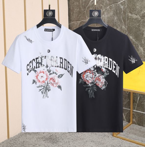 

dsq phantom turtle mens designer t shirt italian milan fashion flower print t-shirt summer black white t-shirt male hip hop streetwear 100%, White;black