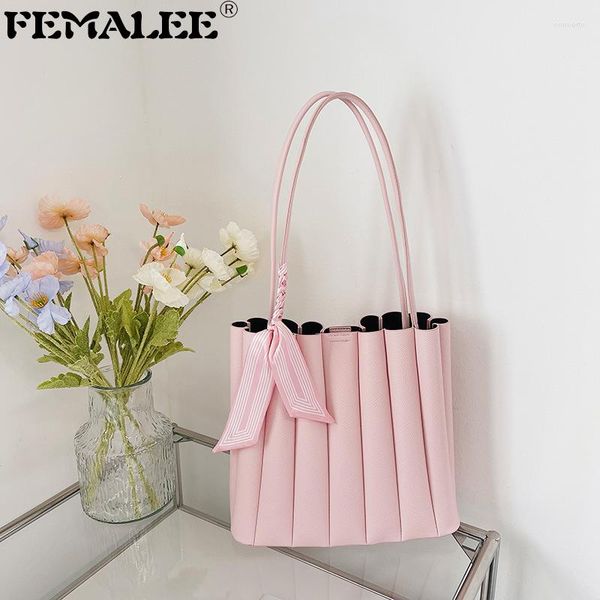 

evening bags striped ladies fashion bucket shoulder purses candy color ribbons wrapped handle women large casual tote handbags
