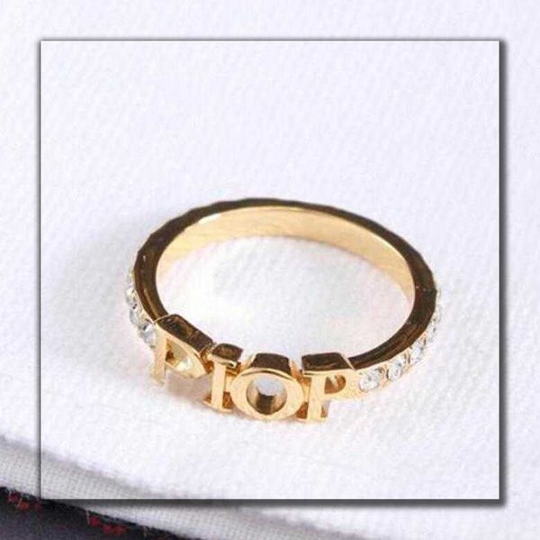 

2022 fashion designer gold letter rings bague for lady women party wedding lovers gift engagement jewelry with box199222, Silver