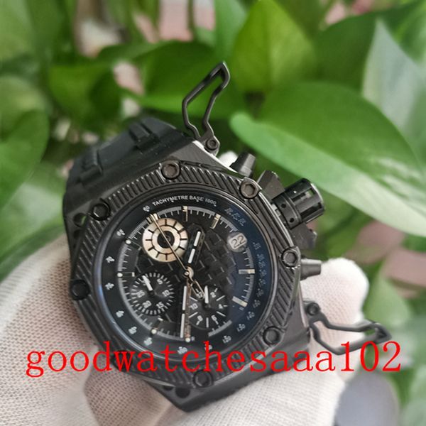 

qualit y designer watches for new version black dial vk quartz chronograph working rubber strap bands classic series men's watch watche, Slivery;brown