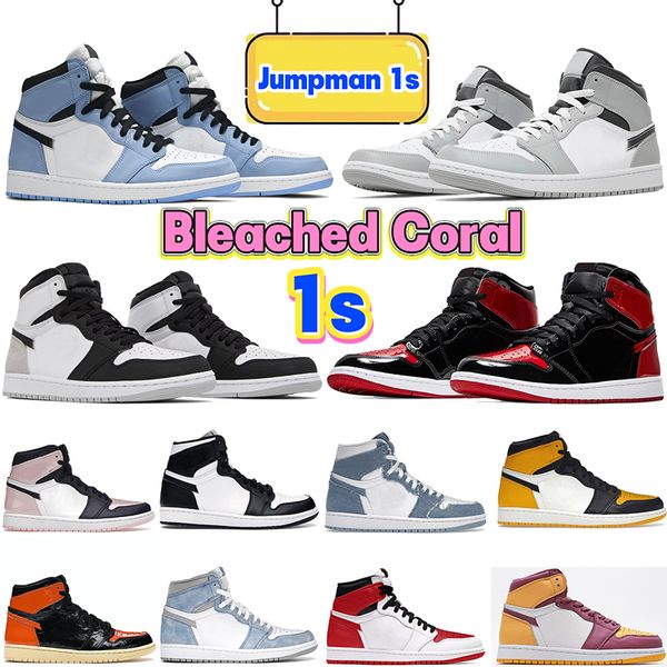 

1 mens basketball shoes designer jumpman 1s university blue bleached coral patent bred light smoke grey chicago brotherhood hyper royal