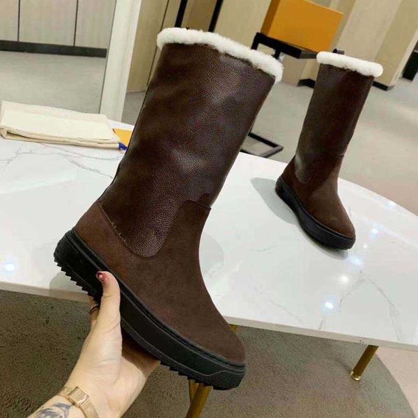 

classics winter snow boots real fur slides leather waterproof warm knee high boot fashion booties with box home011 34, Black