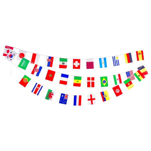 

string bunting flag 20x28cm 32 countries for 2022 football games 2 sets in 1 bag