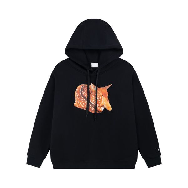 

the latest men's hoodie classic deer image customized cotton fabric advocates harmonious animal protection customized version, Black