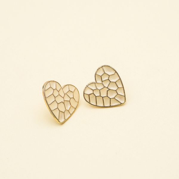 

s3258 fashion jewelry plaid love stud earrings enamel heart earrings, Golden;silver