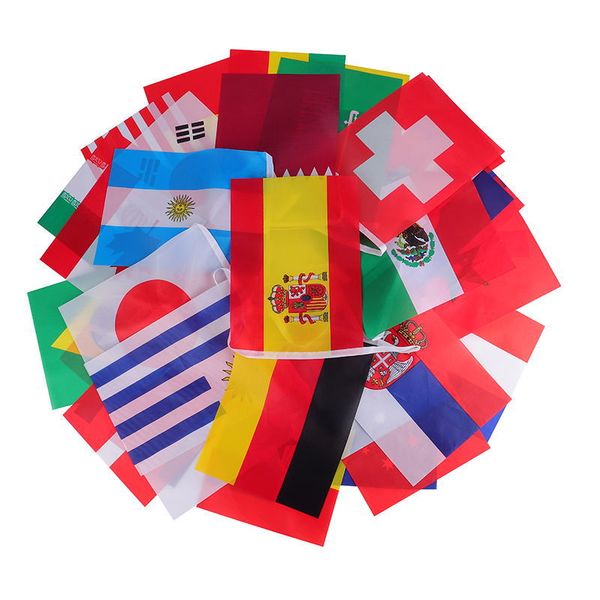 

string bunting flag 14x21cm 32 countries for football games 2 sets in 1 bag