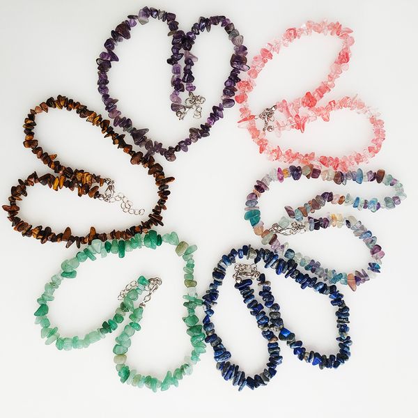 

1pcs natural amethyst semiprecious stone necklace for women irregular stone beads jewelry birthday party gift, Silver