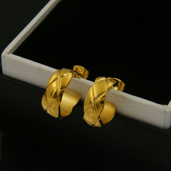 

18k gold stainless steel c shape stud earrings for women girls luxury brand designer earring ear rings jewelry, Golden;silver