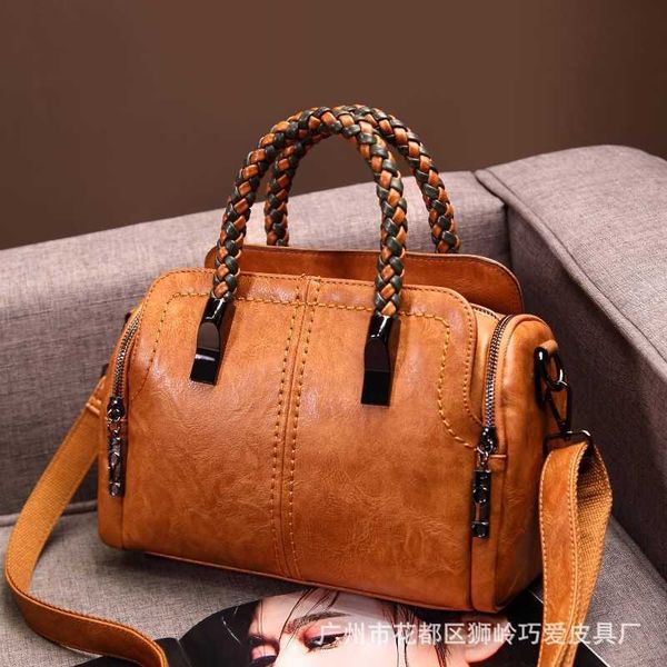 

big bag messenger versatile boston soft leather fashion woven hand, Silver