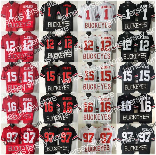 

football jerseys 2015 ohio state buckeyes college football jerseys 15 ezekiel elliott 16 j.t barrett 12 cardale jones 1 braxton miller 97 ni, Black;red