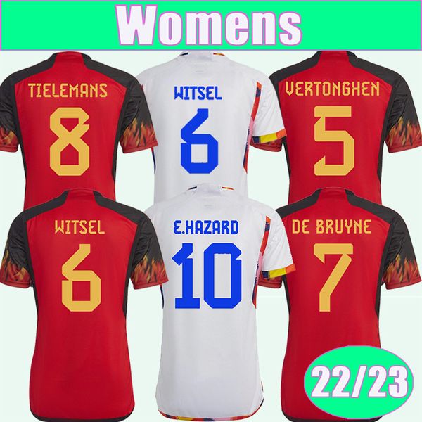 

22 23 de bruyne womens soccer jerseys national team e. hazard alderweireld mertens witsel home away football shirts short sleeves uniforms, Black