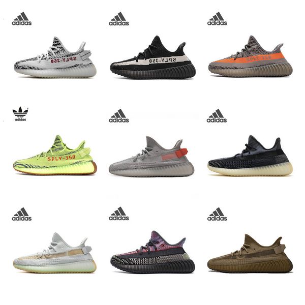 

adidas yeezy 350 v2 boost sneakers running shoes for mens womens cloud white sand taupe zebra citrin desert sage bred oreo fade fashion spor, Black