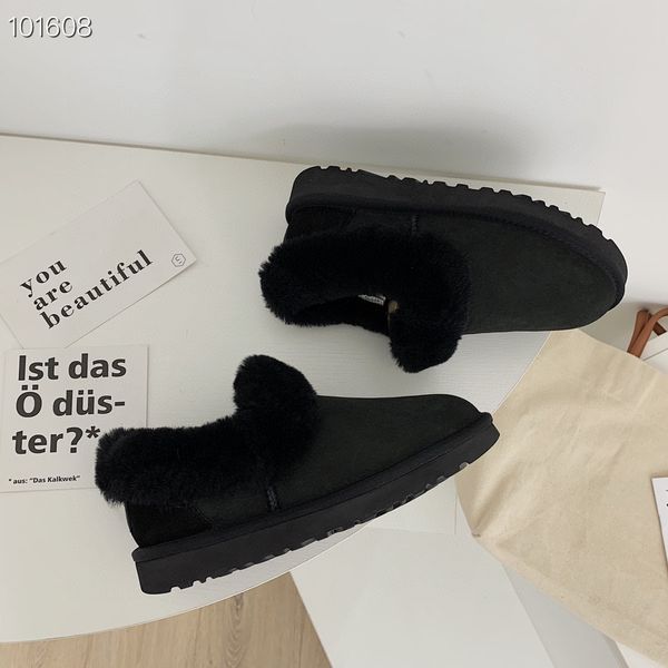 

mini snow boot leather boots warm boots plush fur classic fashion women 's keep us4--us12 factory hot, Black