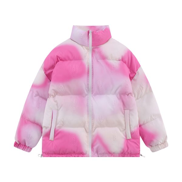 

men winter jacket parka streetwear tie dye gradient thicken warm coats 2022 harajuku casual padded bubble puffer jackets, Black