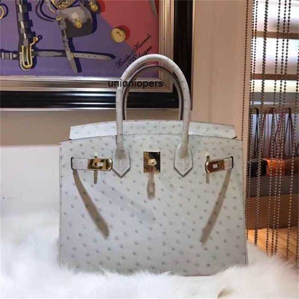

designers handbags birkin bags new full handmade original real ostrich skin women's bag h 30cm handbag large capacity ayw