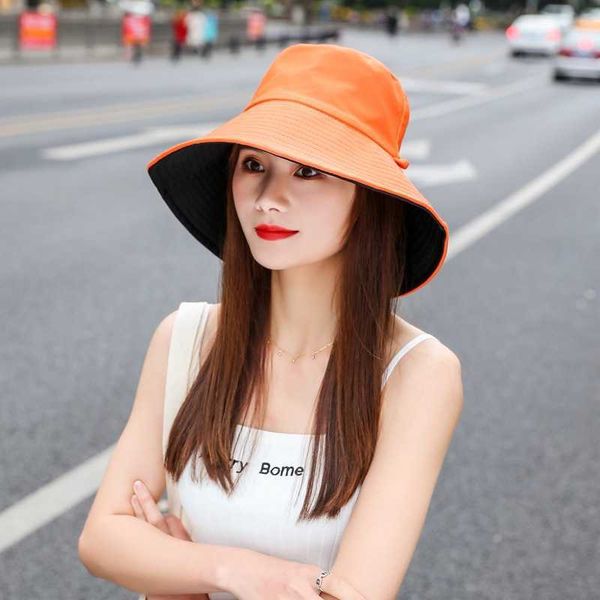 

wide brim hats fashion casual sun bucket women's cap foldable anti-uv flat fisherman panama g221014, Blue;gray