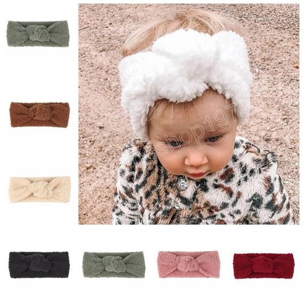 

autumn winter keep warm children headband baby girls princess knot headwraps ear protect hair accessories p props, Slivery;white