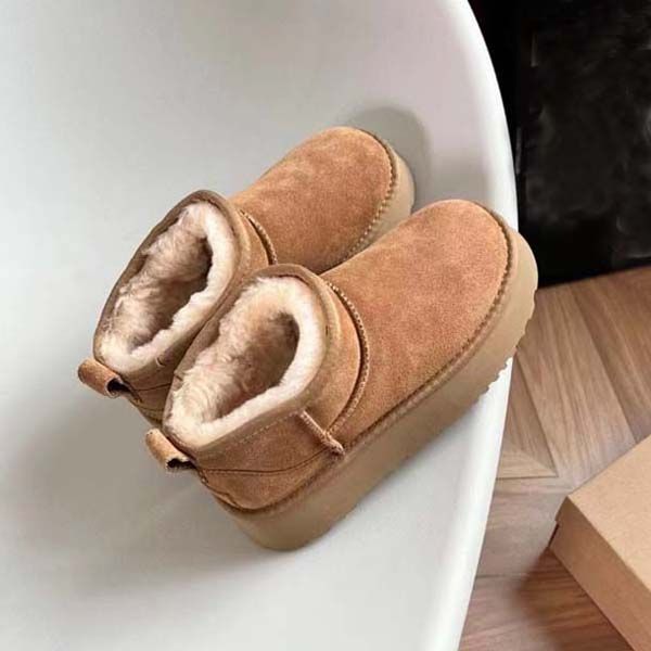 

superior quality luxury designer boots womens boot winter thick bottom sheepskin wool work boot genuine leather snow snowshoe 35-41 with box, Black