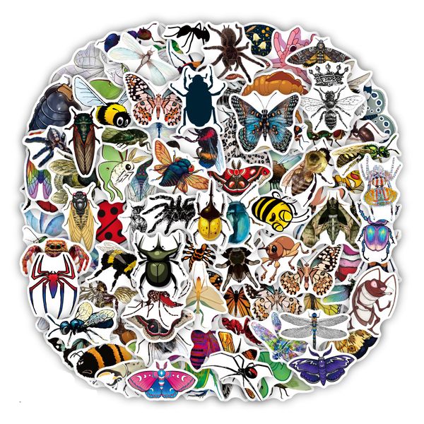 

100pcs cute insect stickers skate accessories waterproof vinyl sticker for skateboard lapluggage water bottle car decals kids gifts toys