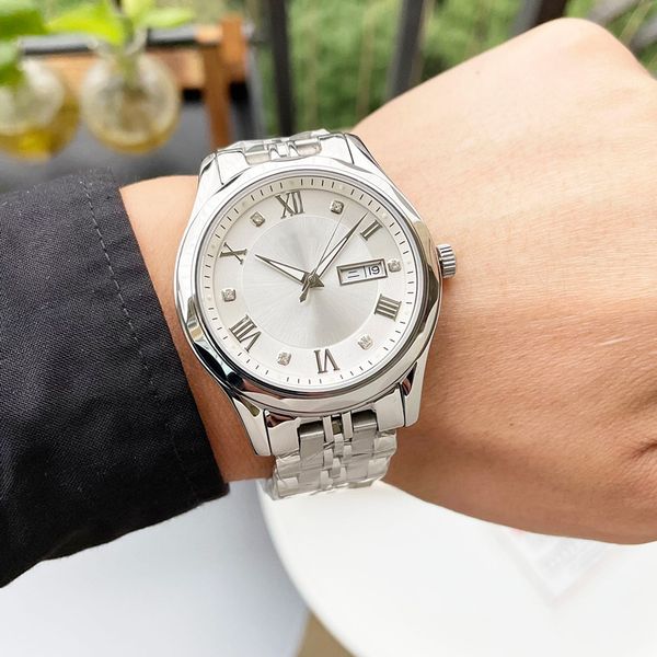 

mans watch 41mm automatic mechanical wristwatches business waterproof stainless steel wristwatch montre de luxe watches for men, Slivery;brown