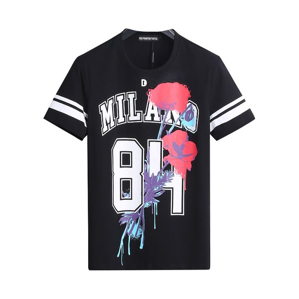 

dsq phantom turtle mens designer t shirt italian milan fashion logo print t-shirt summer black white t-shirt hip hop streetwear 100% cotton, White;black