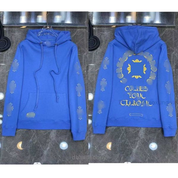 

fleece e30o men's hoodies sweatshirts mens luxury chromes ch designer classic zipper hooded sweater cross flower pullover sanskrit patt, Black