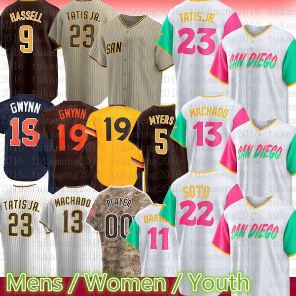 

mens women fernando tatis jr. baseball jersey juan soto padres manny machado tony gwynn wil myers yu darvish jake cronenworth trevor hoffman, Blue;black