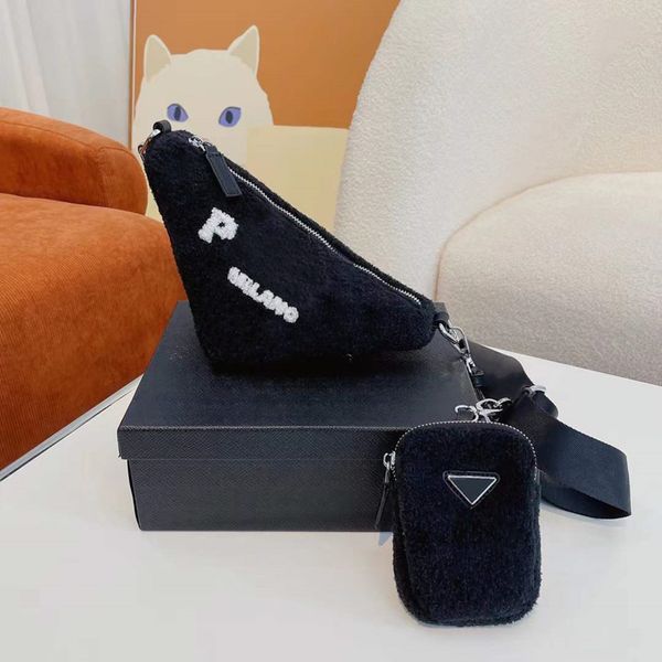 

furry triangle bags designer bags woman handbag crossbody shoulder bag luxury tote purse small fur handbags with letters 5a quality