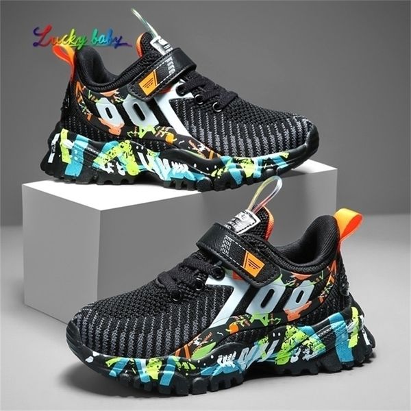 

spring kids sport shoes for boys running sneakers casual sneaker breathable children's fashion platform light 220429, Black;red