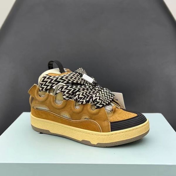 

designer leather curb luxury dept blue grey shoes men lanvins sneaker beige yellow black purple light blue gum pink white ivory brown women