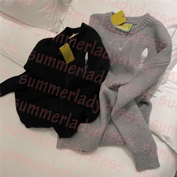 

thick warm sweater embroidery letter knits autumn winter fashion knitted sweatshirts women designer sweaters, White;black