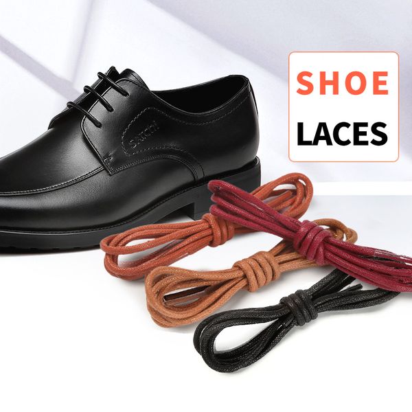 

cotton waxed shoelaces round oxford shoe laces boots laces waterproof leather shoelace length 60/80/100/120/140/180cm 6 color, Black