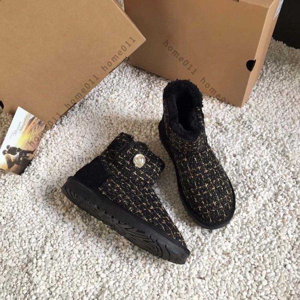 

designer classic mini fashion australia boots women fluff yeah platform womens boot girls lady bow winter snow ankle size 35-43, Black