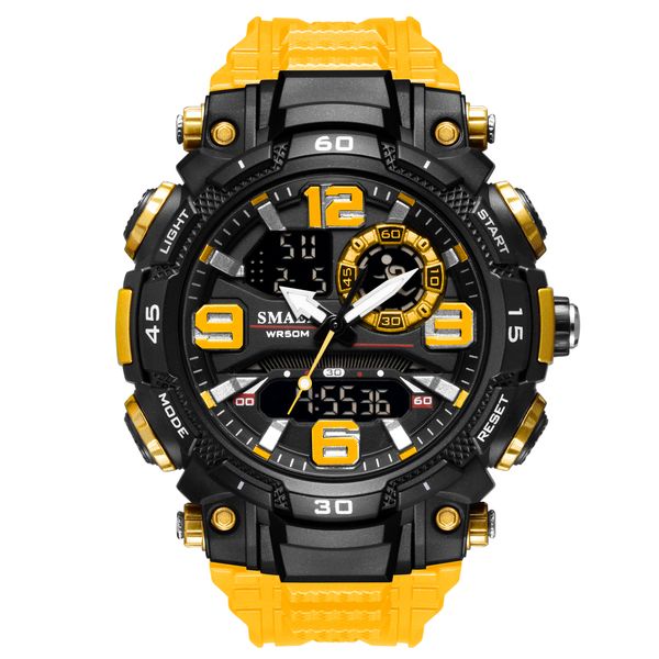 

china watches smael 1921 band watch waterproof male quartz digital watch, Slivery;brown