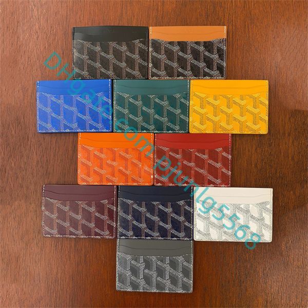 

5A High quality men's and women's leather card bag fashion classic Mini Bank Card Holders small Key Wallets ultra thin Coin Purses with box, Orange