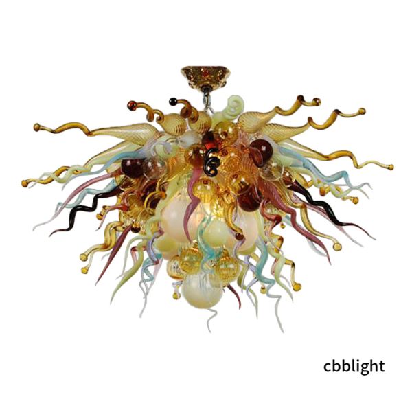 

multicolor flush mounted pendant lamps art hand blown glass chandelier light novelty led lighting for duplex building home living room kitch