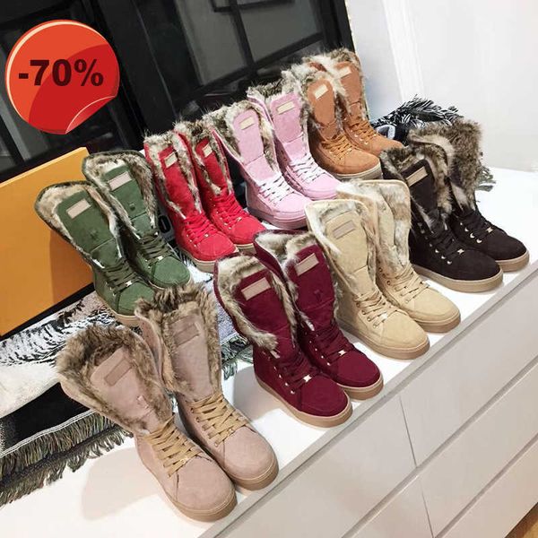

women boots snow boots leather waterproof high boots women shoes winter suede real fur slides winter warm knee, Black