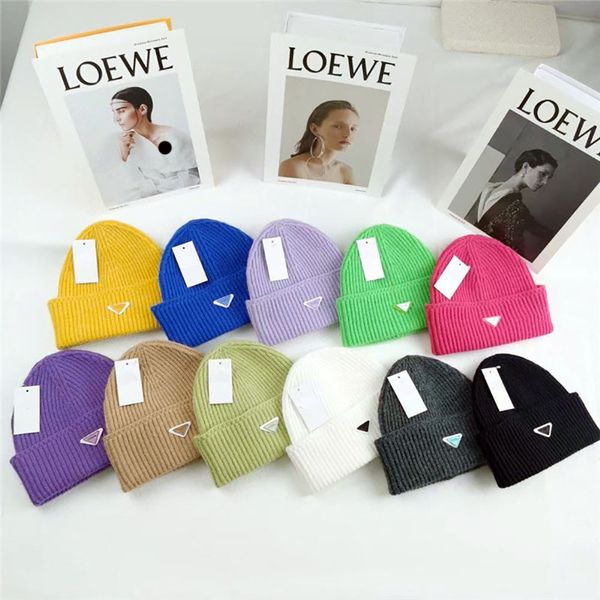 

2022 new style winter fashion beanie caps for outdoor and indoor design warm knitted hats with inverted triangle letter, Blue;gray