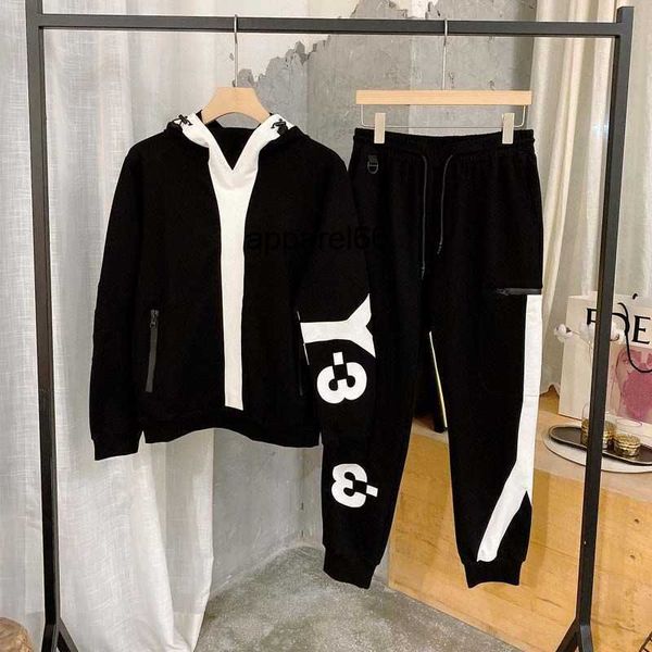 

men's tracksuits designer y3 winter warm new fashion brand pullover hooded long sleeve sweatshirt cotton leggings pants fashion suit, Gray